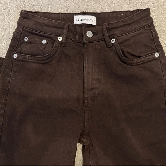 Zara split hem Brown jeans Size 4 - Picture 7 of 7